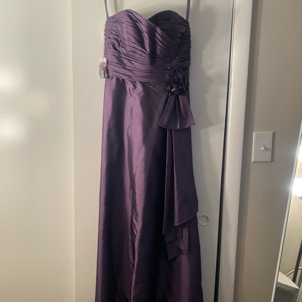 Size 8 Purple Strapless Bridesmaid Dress